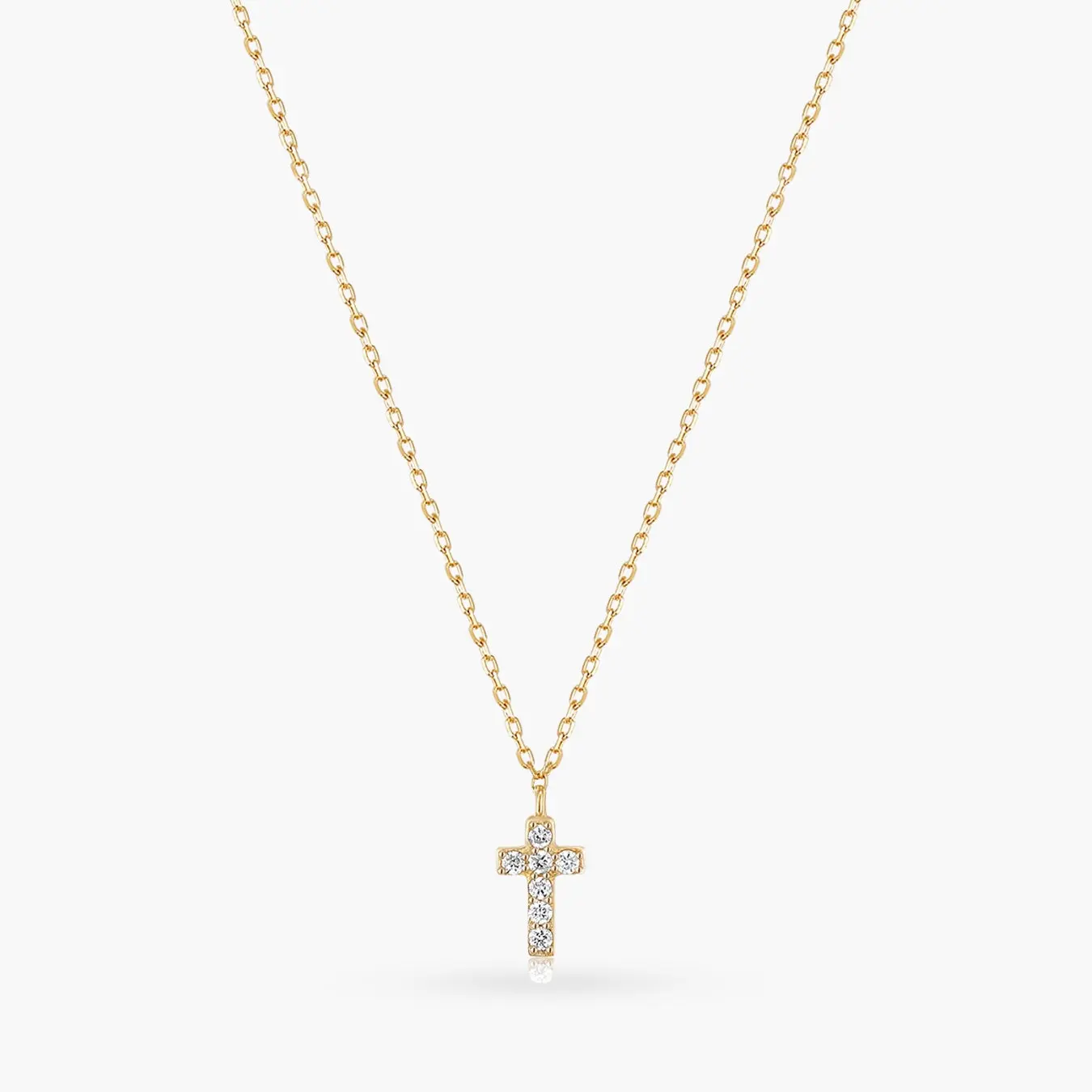 14K Diamond Dainty Cross Gold Necklace