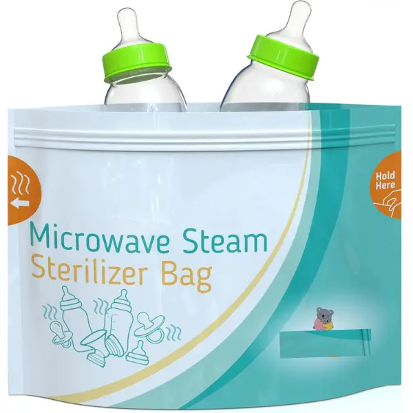 10-Pack Portable Microwave Sterilizer Bags for Baby Bottles, Pacifiers, and Breast Pump Parts (Home Care Travel Essential)