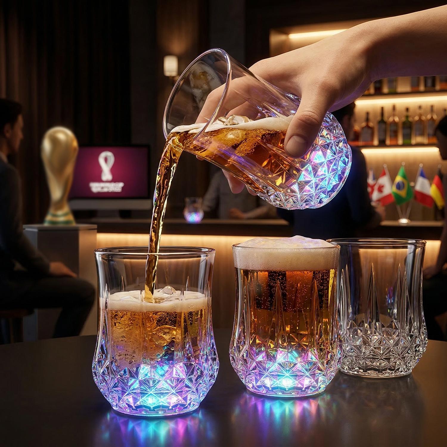 1pcs Liquid Activated LED Flash Crystal Cups Multicolor Water Activated Glowing Tumblers with Auto Light Up for Bar Party Night Club  Disco Decor Fun Color Changing LED Drinking Glasses