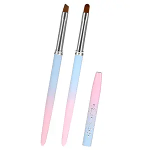 Nail Art Clean Up Brush, 2Pcs Round&Angled Nail Polish Clean Up Brush for Cleaning Fingernails, Professional Nails Design Painting Brushes