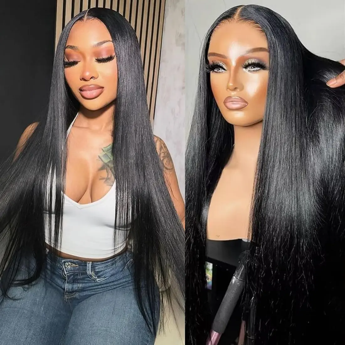 Bling Hair Straight Wigs 13x6 13x4 Lace Frontal Wigs Natural Hairline Hd Transparent Lace Skin Melted Silky Smooth Straight Human Hair Wigs