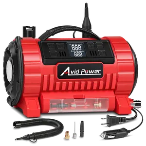 AVID POWER Tire Inflator Portable Air Compressor, 12V DC/110V AC Car Tire Pump with Inflation and Deflation, 5 Preset Modes, Digital LCD Gauge for Car Tires, Bike, and Air Mattress