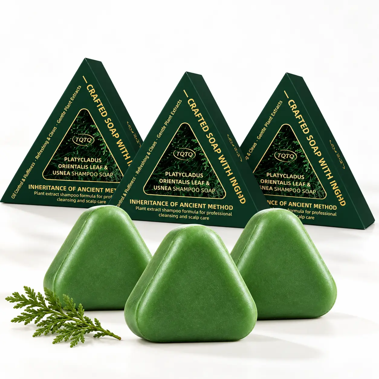 Herbal Shampoo Bar with Platycladus Leaf & Usnea, Solid Shampoo for Hair Cleansing & Travel – 1 Bar