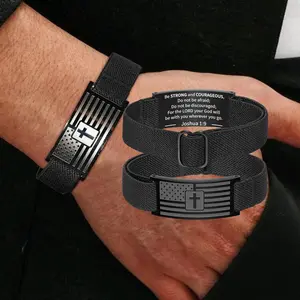 Bible Verse Bracelet for Men,American Flag Cross Bangle  Black Adjustable Trendy Men Accessries Christmas Birthday Easter Christian Jewelry Gifts,Trendy Bracelets for Boy,Father's day gifts idea,Dad gift beach jewelry