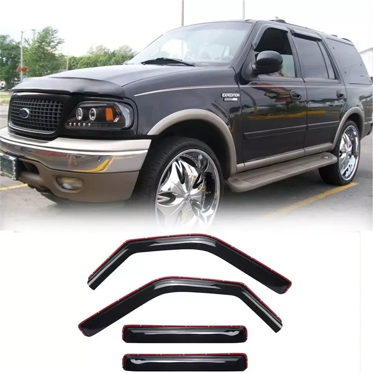 Window Visor for 1997-2017 Ford Expedition, 1998-2017 Lincoln Navigator, 2007-2017 Ford Expedition XL(In Channel) WeatherShield/Rain Visor, Car Accessories, Sun Visor