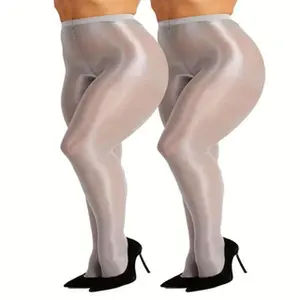 2-Pack Plus Size Women's Glow Party Socks, Metallic Shine, Night-Ready Style, Tights Stockings, Party Accessories, Sleek Appearance, , Elegant Hosiery, Smooth Texture