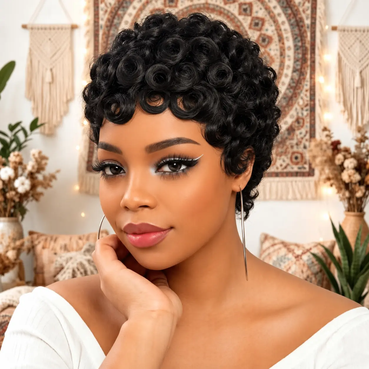 6-inch women's short live action mechanism mesh bottom curly wig - suitable for daily wear and special occasions - this fashionable accessory can enhance your appearance