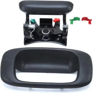 Tailgate Handle Latch and Bezel Trim with 2 Pairs Rod Clips For 1999-2007 Silverado,Sierra 1000,2000,3000 | Replaces# 15977911, 15225539, 15225411, 15225400, 77488