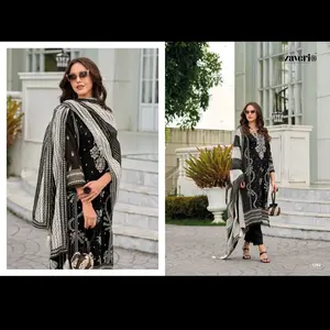 Zaveri organza black and white kurta salwar set