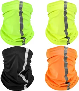 SATINIOR 4 Pcs Neck Gaiter Face Mask for Men Reflective Face Cover Scarf Summer UV Sun Protection Balaclava Bandana for Work