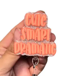 Cute Smart Dramatic Badge Reel - Orange Glitter Design for Easy Access and Stylish Look
