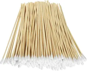 200 Pcs Count 6" Inch Long Cotton Swabs with Wooden Handles Cotton Tipped Applicator, Cleaning with Wood Handle for Oil Makeup Gun Applicators, Eye Ears Eyeshadow Brush and Remover Tool