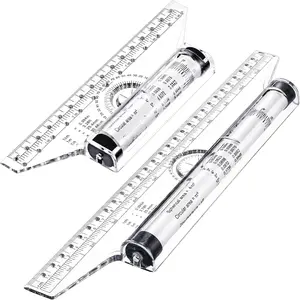 2 Pieces Plastic Measuring Rolling Ruler Drawing Parallel Multifunctional Drafting Ruler for Architect Office Math(6 Inch, 12 Inch)