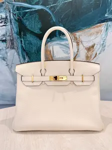 Pre-owned HERMÈS Togo Leather Shoulder Bags Hermes Birkin 30 Nata color Gold Hardware