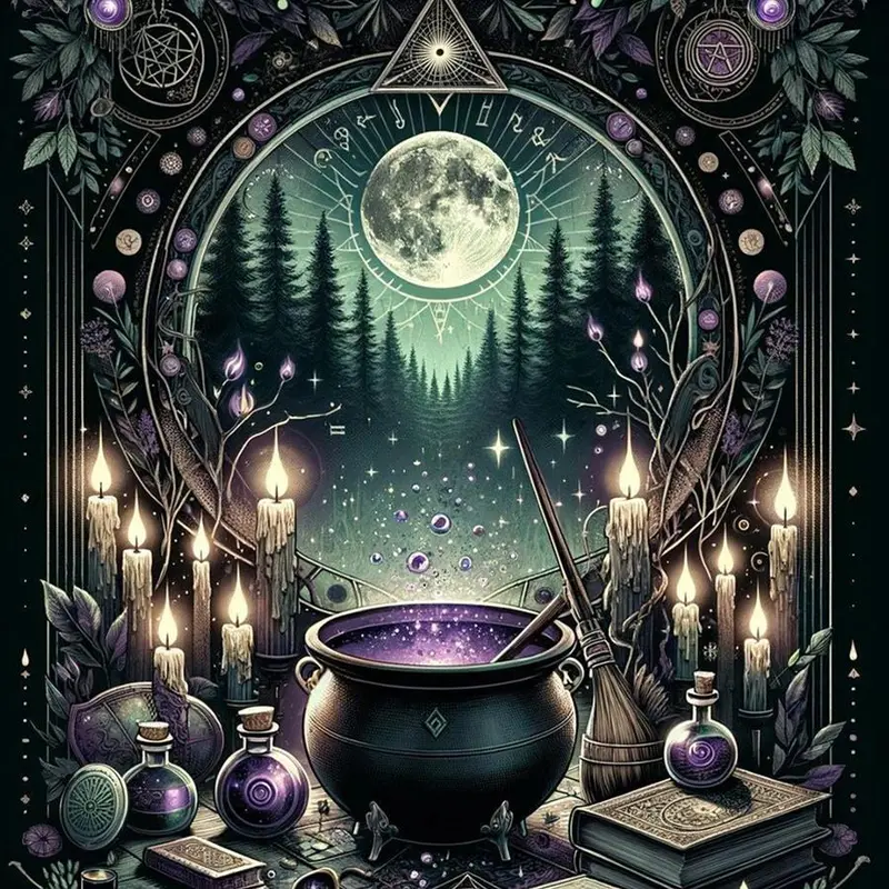 Moonlight Witchcraft World Pattern DIY Diamond Arts Colorful Painting Kit without Frame, DIY 5D Diamond Arts Colorful Painting for Bedroom Home Wall Decor, Handcraft, Handicraft