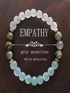 Natural Stone Aquamarine Bracelets Women's Men's Empathy Ability Jewelry Blue Round Bead Bangle Unisex Daily Valentine's Day Gifts