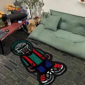 Cartoon Mask Character Pattern Design Rug, 1 Count Soft and Comfortable Living Room Carpet, Home Decoration Easy To Care Sofa Coffee Table Carpet