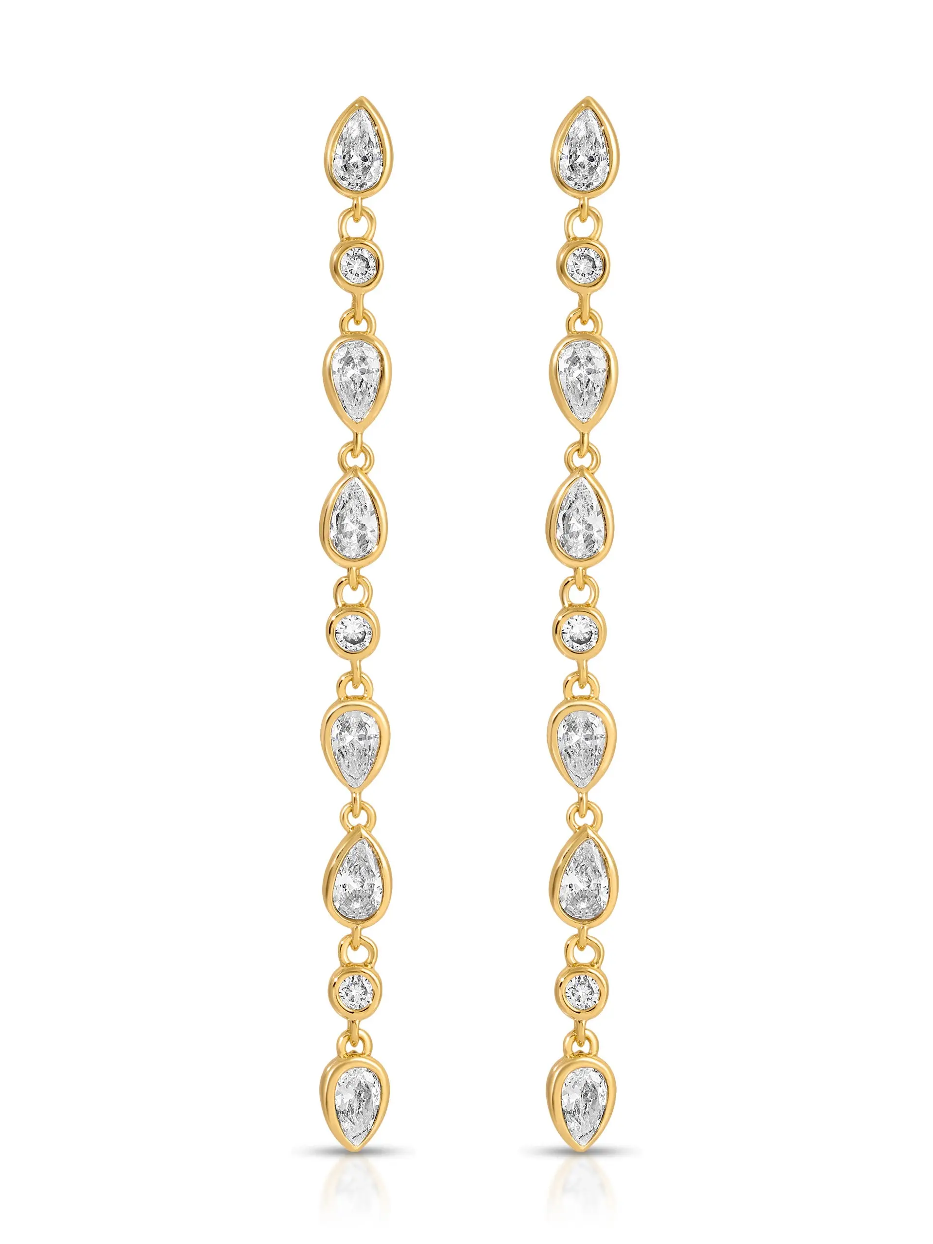 Ettika Crystal Rainfall Earrings 18k Gold Plated Brass Cubic Zirconia 1.9" Post Closure Elegant Jewelry