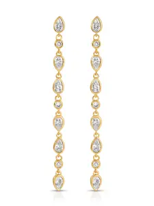 Ettika Crystal Rainfall Earrings 18k Gold Plated Brass Cubic Zirconia 1.9" Post Closure Elegant Jewelry