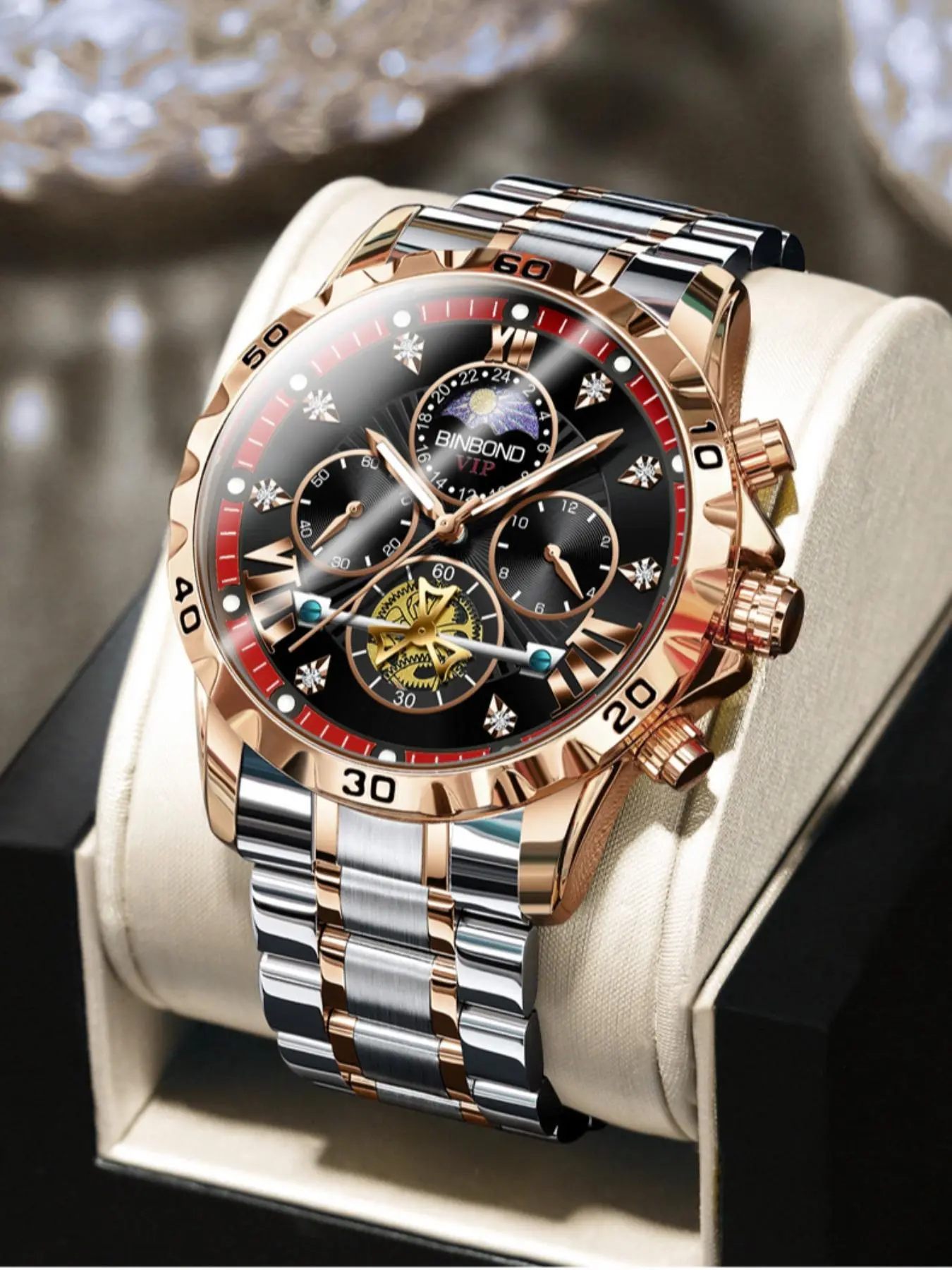 Men's Business Fashion Round Dial Watch, Fashion Watch for Party, Daily Clothing Decor, Trendy All-match & Exquisite Watch for Birthday Gift with Box, Business Fashion Watches, Analogue Quartz Watch, Quartz Watch
