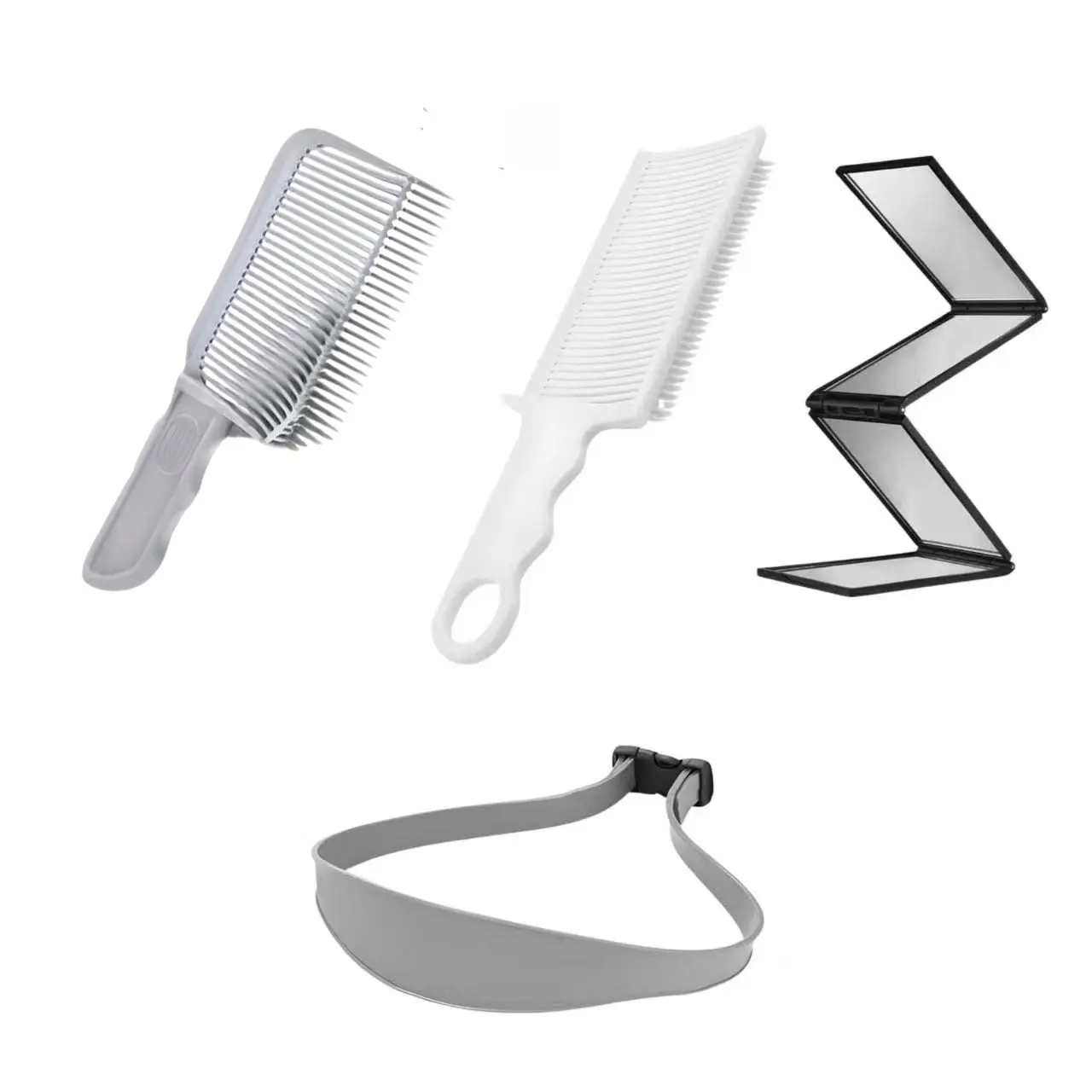 4 Pce Haircare Tool Set Self Assembly Hair Kit, With Hair Band, Suitable For Long Term Use,  Adjustable Comb, Smoothing Comb And Four Fold Mirror, Used For Trimming Cutting Hair And Gradient, DIY Household Hair Care Products