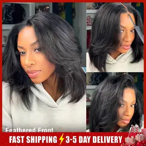 ISEE HAIR Wear Go 9x6 Tpart Layered Cut Bob Yaki Straight Wig Natural Black Deep Part Lace Glueless Wig #Category Spotlight
