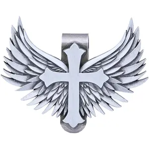 Guardian Angel Visor Clip - Guardian Angel Visor Clips for ,Stainless Steel Wings Cross Sunshade Clip Driver  (Black) (Sliver)
