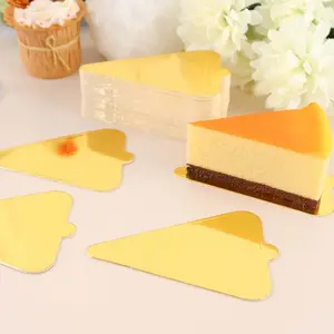 50-Pack Triangle Cake Boards 2.8"x 4.5" Gold Cardboard - Food Grade Mini Paper Trays Dessert Base for Pastries Cupcakes & Cake Slices