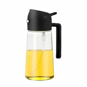 Oil Sprayer and Dispenser | 16 oz / 470 ml | 2-in-1 | Food Grade | Suitable for Cooking / Air Fryer / Barbecue | Black korean kitchen gadgets  kitchen items