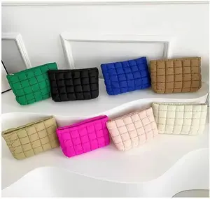 Aria of Living Puffy Quilted Makeup Bag Unisex Travel Cosmetic Pouch for Women Assorted Colors Toiletry Organizer Clutch