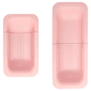Over The Sink Expandable Colander  Extendable Strainer Adjustable From 14.5 Inches To 19.5 Fits Kitchen Sinks Made Without Bpa Pink