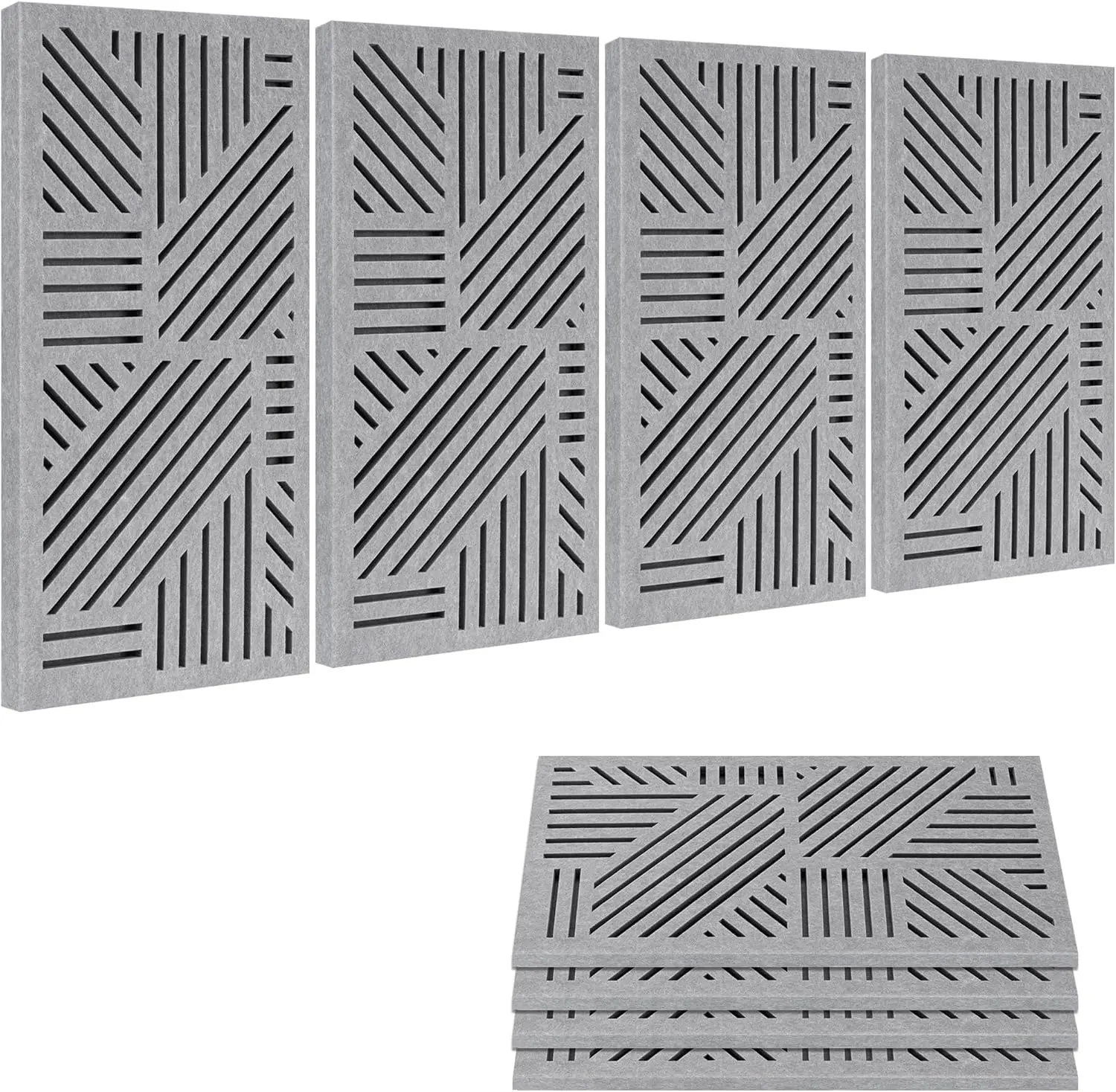 BUBOS 4 Pack Thickened Acoustic Panels, 23.6''x11.8'' Self-Adhesive Sound Absorbing Cavity Acoustic Wall Panels for Theater Studio Recording Gaming Room Meeting Rooms,VortexCore Grey