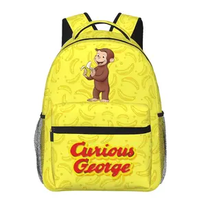 Large Capacity Curious george Travel Backpack Laptop Curious george toys Backpack Carry On Curious george stuffed animal Backpack Cute Cartoon Casual Daypack Business Work Bag for Teens, Colleagues & Holiday Gifts Full Print