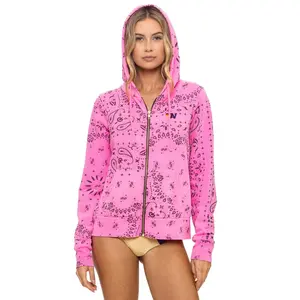 BANDANA ZIP HOODIE - NEON PINK