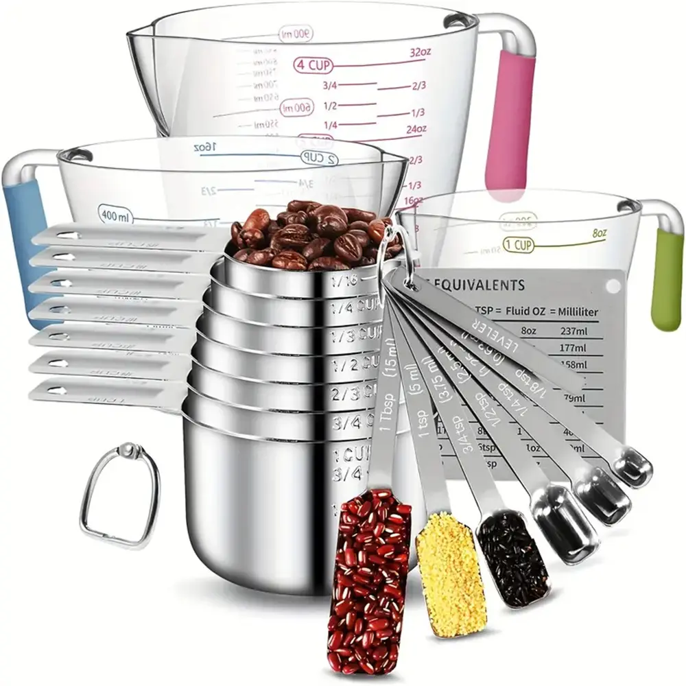 20-piece kitchen measuring cup measuring spoon measuring tool scale brand measuring tool set measuring cup measuring spoon set scale bowl tool kitchen measuring tool set 304 measuring cup Utensils Modern food scale