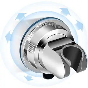 Suction Shower Head Holder Removable Wall-Mount Handheld Shower Holder No-Drill Adjustable Chrome Suction Cup 5-Angle Tilt & 360° Swivel