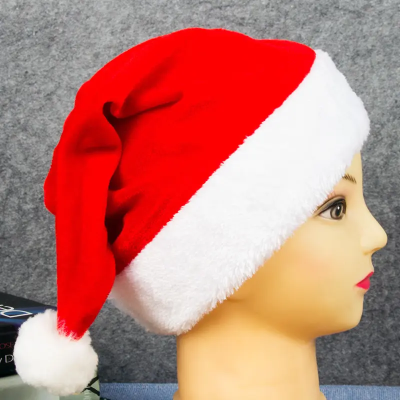 Christmas Decoration Velvet Fuzzy Edge Hat, Adult Christmas Cap, Festive Holiday Accessory, Perfect for Celebrations