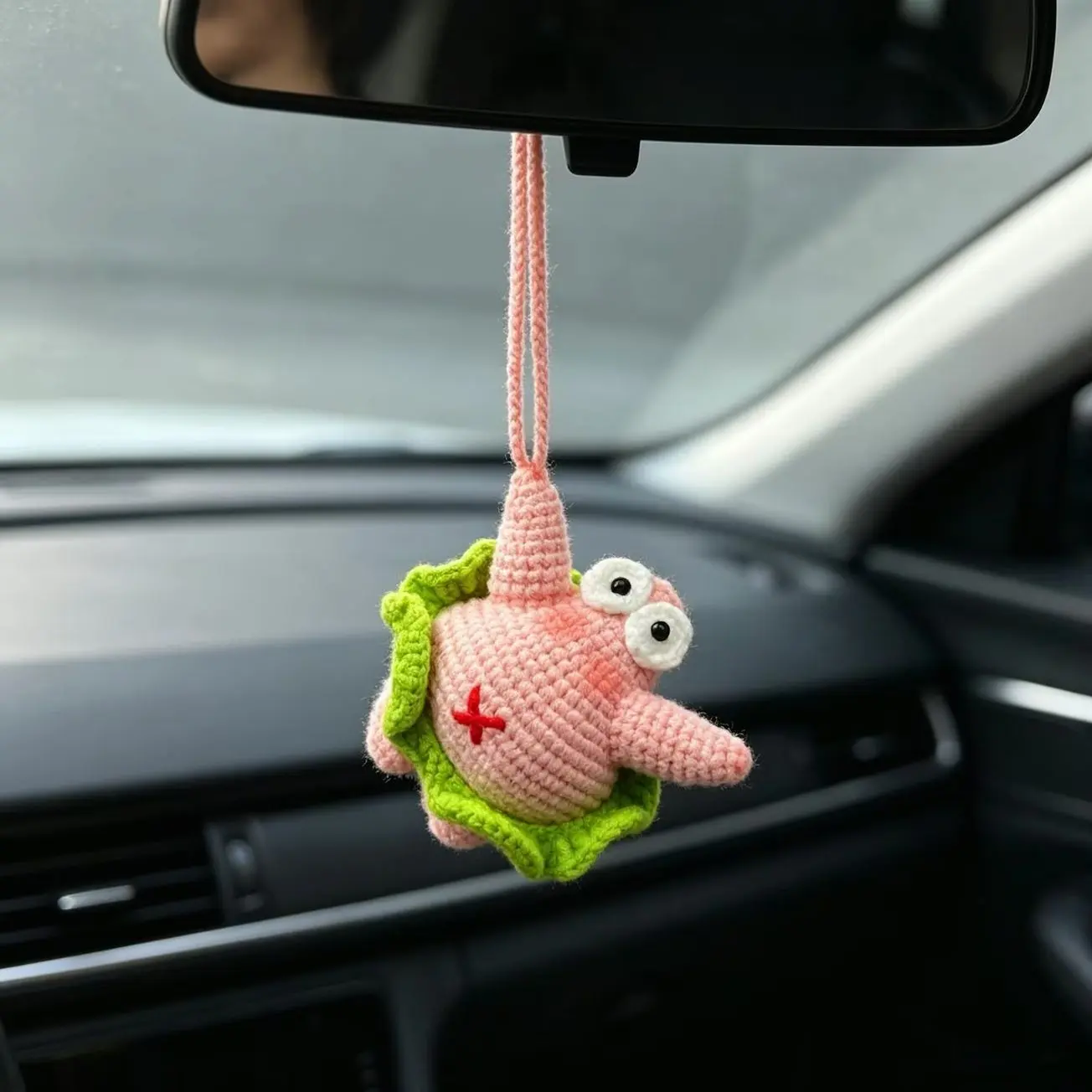 Hand Crocheted Hanging Ornament Auto Rearview Mirror Pendant Handcrafted Travel Accessory Thoughtful Surprise Present For Beloved Partner