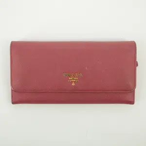Pre-owned PRADA Leather small leather goods Pink Saffiano Long Wallet #2466