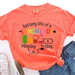 Battery Of Lunch Lady Direct To Film Print. DTF Print, Ready To Press Print For T-Shirts