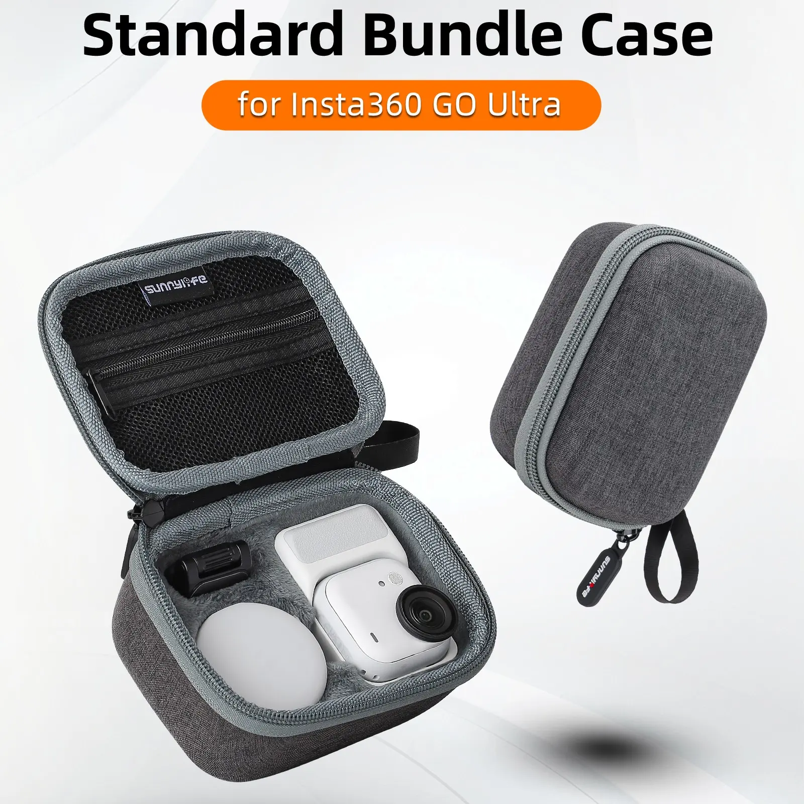 for Insta360 GO Ultra Medium Carry Case, Box, Grey, Camera Accessories for Holiday Travel, Outdoor Sport and Party, Free Carabiner, All-round Protection, Protect Lens and Screen, Lightweight Portable & Easy Storage, Ideal Gift for GO Ultra User