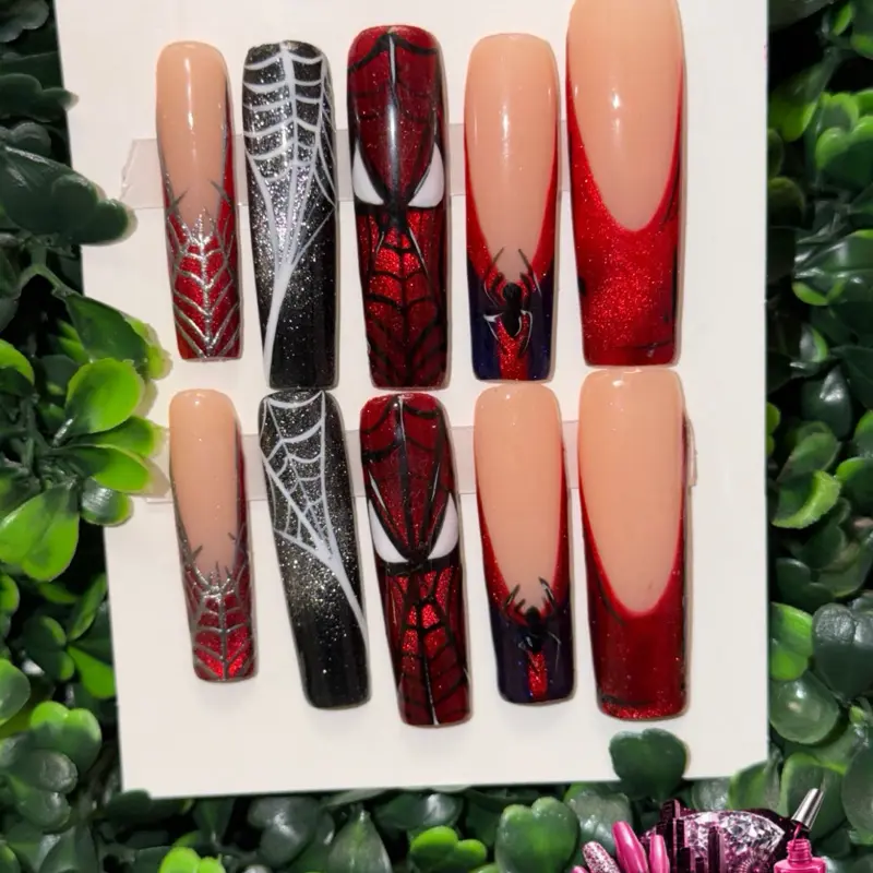 Xxl Spider-Man inspired press ons
