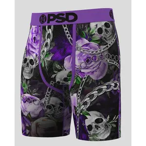 PSD Men's Rose Doom Boxer Brief - Standard Length 7 Inch Inseam, Soft and Breathable Poly Blend Fabric