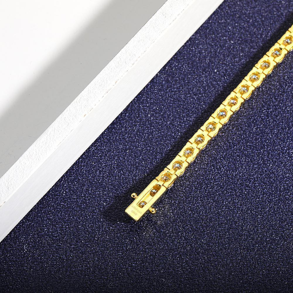 EWYA Real 2.5/3/4/5/6.5MM Full Moissanite Tennis Bracelet for Women Men S925 Silver Plated 18K Yellow Gold Diamond Bracelets