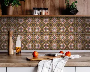 360 stand Old World Ole Brown 6x6 in. Square Vinyl Wall Decals, 24 Pieces, Colorful Removable Easy-Remove Transitional Decorative Stickers for Room, Home & Kitchen Decor Supplies, Removable Decorative Backsplash