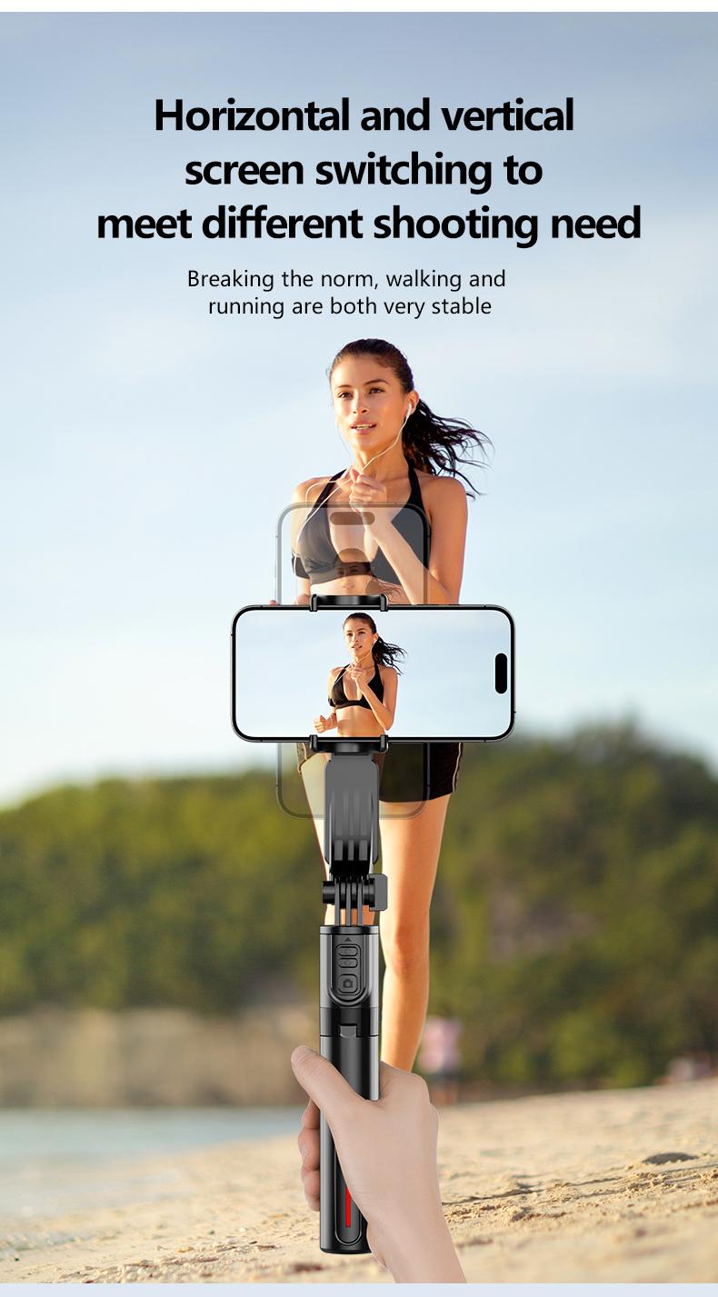 1-Axis Gimbal Stabilizer with Magnetic Fill Light, Anti-Shake Selfie Stick Tripod, Bluetooth Remote, Auto Balance Phone Stand, Aluminum Alloy Vlogging Gear for iPhone & Android