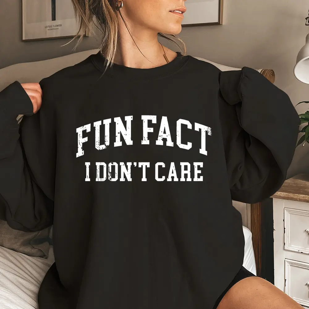 Fun “I Don’t Care” Graphic Sweatshirt For Girls, Bold Say It Like You Mean It Pullover, Trendy Casual Top