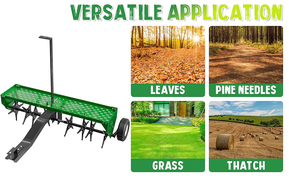 40” Tow-Behind Lawn Aerator – Universal Hitch, Durable Steel, Pull-Behind for Garden & Farm