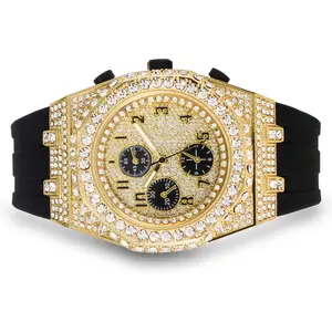 43mm Octagon Bezel Watch with Silicone Band – Quartz Movement, Stone Detail