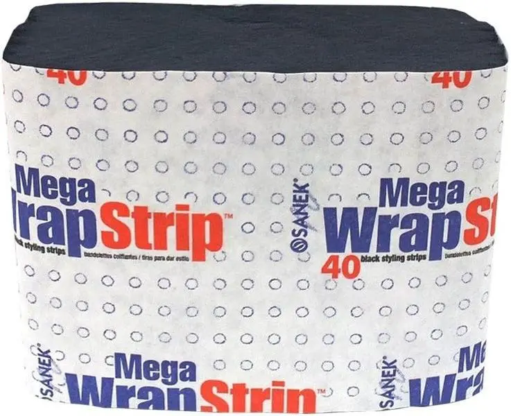 Graham Black Mega Wrap Strips, High Stretch Styling Tissue for Wet and Dry Weaves, Extra Wide & Long, 40 Count, Perfect